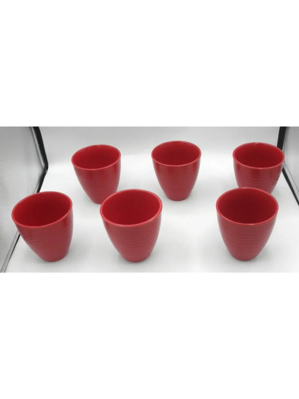 BIA Cordon Bleu Red Embossed Beehive Bands Art Deco Style Mug Set of 6 - Picture 4 of 9